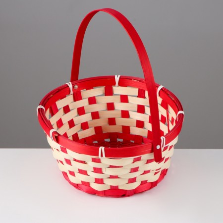 Wicker basket, 21 x 21 x 10/24 cm, bamboo, red