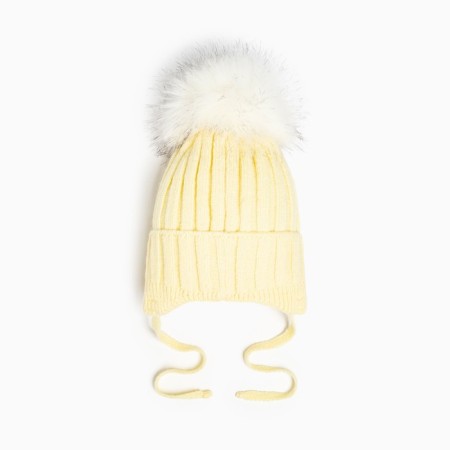 A hat for a girl knitted, yellow color, size 47-50 cm (1.5-3 years)-2