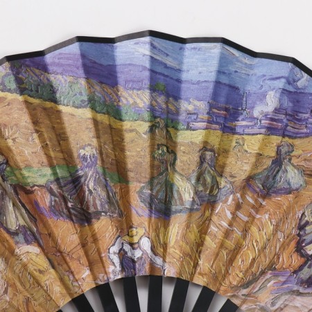Fan plastic, textiles h = 26.5 cm "Golden Field with Scarecrow"-1