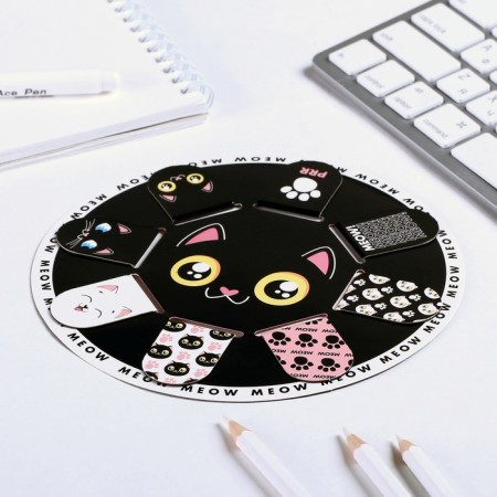 A set of magnetic bookmarks 8 pcs on a round substrate "Kotik"-2