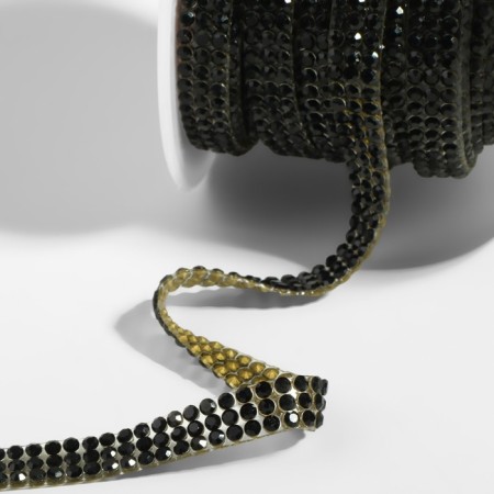 Thermocleic rhinestones, d = 2 mm, width - 7 mm, 4.5 ± 0.5 m, black color-1