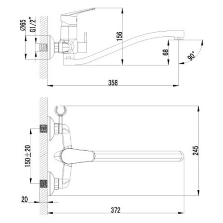 LEMARK bathtub "Partner" LM6553C, universal, chrome-1
