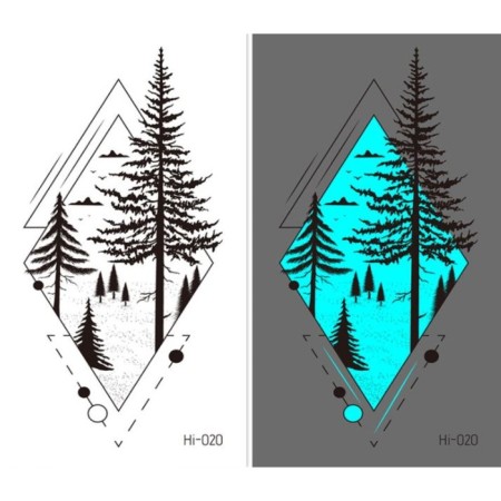 Tattoo on the body phosphorus "spruce forest" 10.5x6 cm