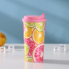 A glass with a lid is plastic 
