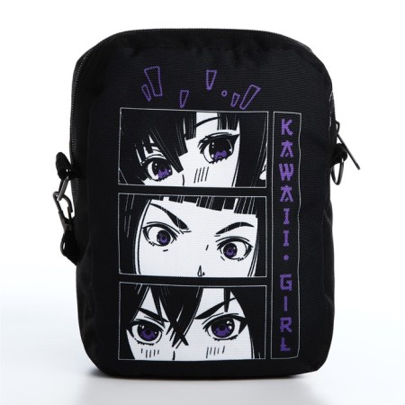 Youth bag with zipper, black color-2