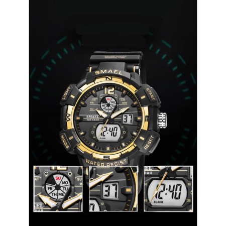Watch is electronic watch, with an alarm clock, D-5.3 cm, strap L-26 cm, 5 atm, black-2