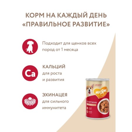 Wet food "Mnyams" "Proper Development" for puppies, veal in sauce, 400 g-6