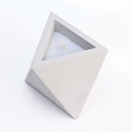 Figure Aromatic candle in concrete "rhombus", 13.5x9 cm, light gray, apple and pear-2