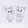 Picture for coloring by numbers "cats-dogs"