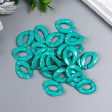 Decor for creativity plastic "Ring for the chain" turquoise set 25 pcs 2.3x1.65 cm-2