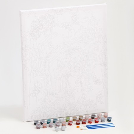 Picture on numbers on a canvas with a subframe "Hands with a flower", 40 x 50 cm-1