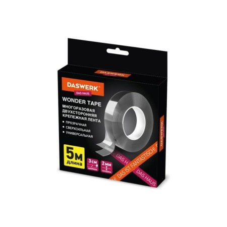 Bilateral tape daswerk 607929, transparent, 2 mm, 30 mm x 5 m 5 m-2