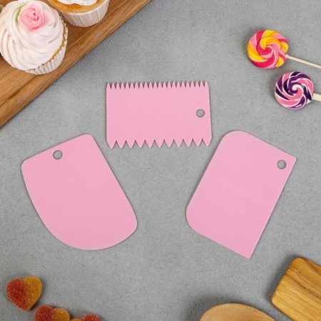 A set of confectionery spatula Konfinetta "Enjoy" 11.5 × 8 cm, 11.2 × 6.5 cm, 10 × 7 cm, 3 pcs-1