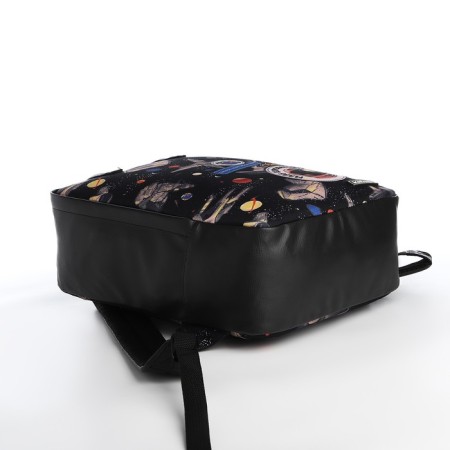 A backpack - a bag, Erich Krause, a wallet from textiles, artificial leather, black color-2