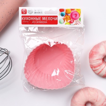 Baking shape of the share "Circle. RIB ", silicone, 10.5 × 6 cm, pink color-5