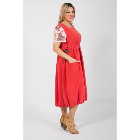 Female dress, size 66, coral color-3