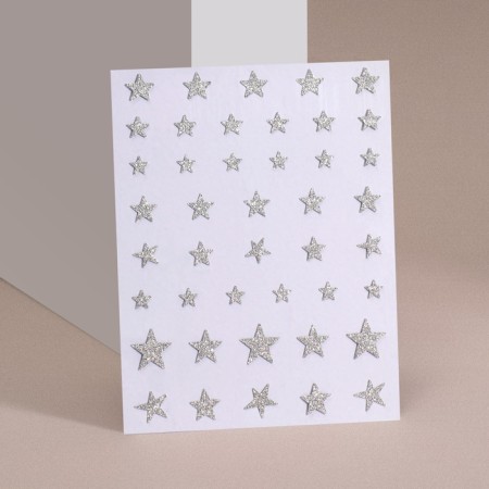 Nail stickers 10*8cm silver stars with a lobe substrate qf