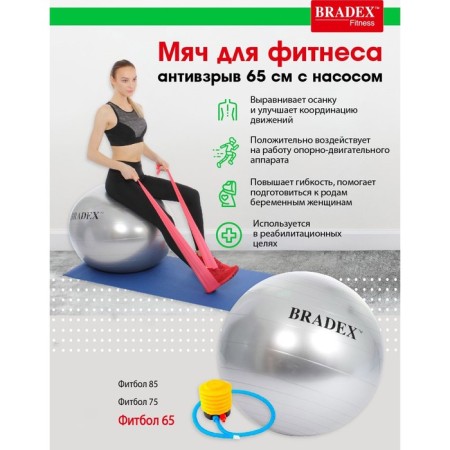 Fitball Bradex, D = 65 cm, anti -wings, with a pump