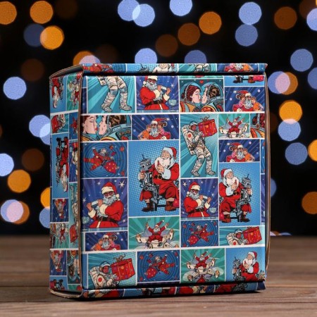 Gift box, lid is, "Pop-Art Helpers of New Year", 14.5 x 14.5 x 6 cm, 1 pc.-1