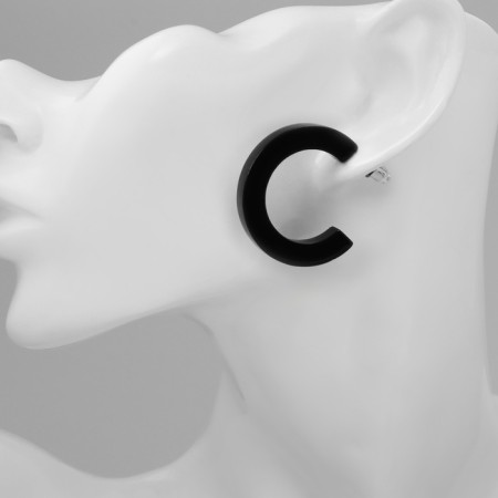 Acryl Earrings "Ring", black color, d = 3 cm-2