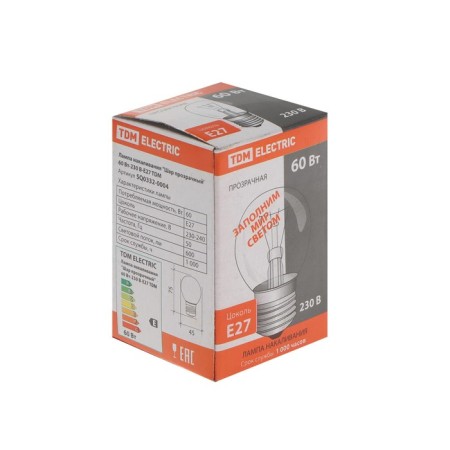 TDM incandescent lamp "Shar transparent", 60 watts, E27-1