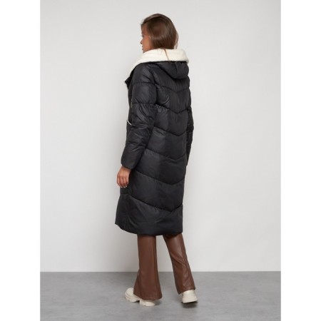 Coat insulated winter female, size 48, black color-3