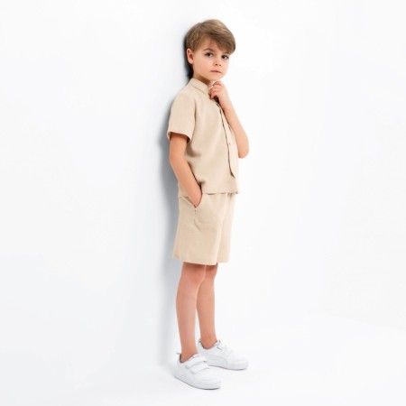Set for a boy (shirt, shorts) minku beige color, height 110-3