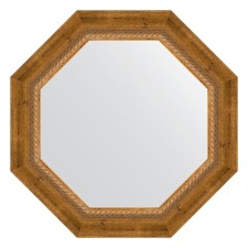 Mirror in the baguette frame, aged bronze with weaving 70 mm, 53x53 cm