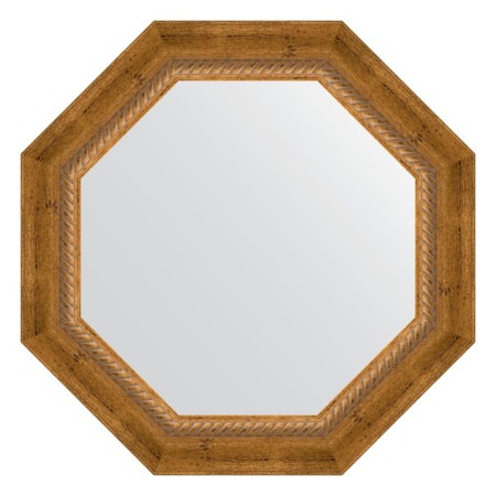 Mirror in the baguette frame, aged bronze with weaving 70 mm, 53x53 cm