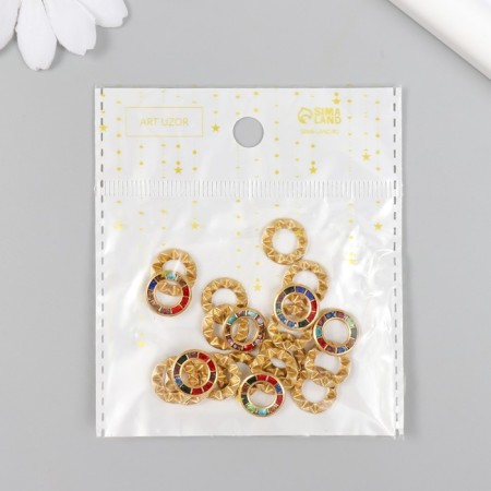 Decor for creativity plastic "Ring color crystals" set of 20 pcs 1.2x1.2 cm-3