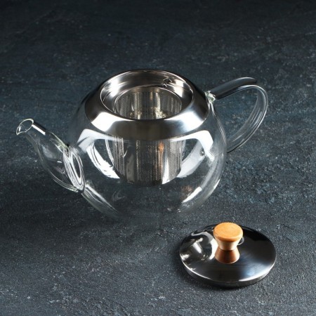 Glass teapot "Eple", 600 ml, with metal sieve-2