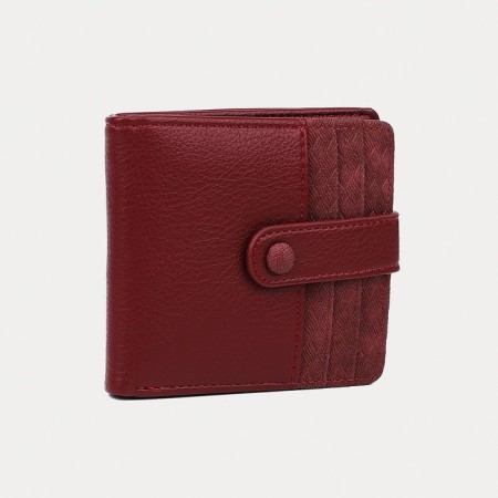 Women's wallet on the button, burgundy color