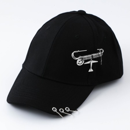 Women's cap with rings, black color, rr 56