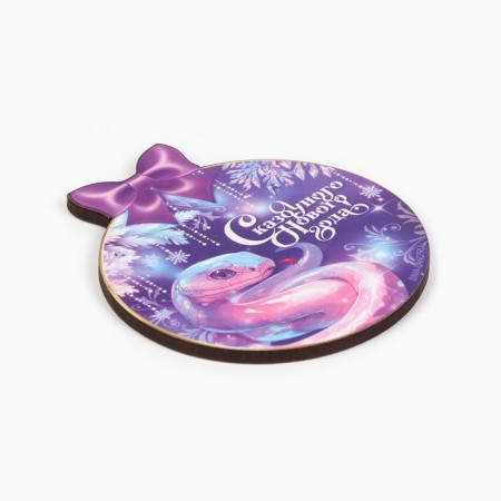 New Year's Wooden Magnet "New Year: Taurous year, snake", 6.9 x 8 cm-2
