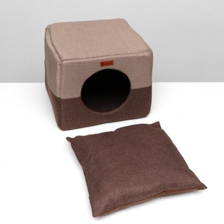 House-Transformer "Square", Rogozhka, Poron, 43 x 42 x 34 cm, beige-brown-5