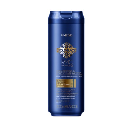 Ceratin shampoo for damaged hair Amend Gold Black RMC System Q+, 300 ml
