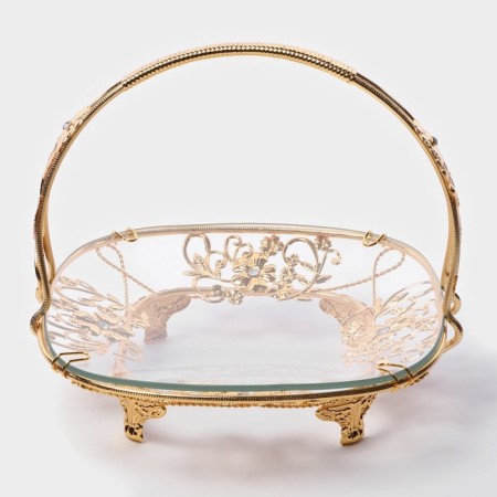 Serving vase "Haigarden", 18.5 × 18.5 × 19 cm, removable handle, gold of gold metal-1