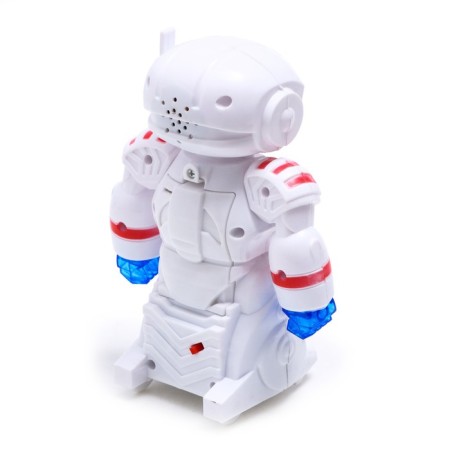 The robot is musical, light and sound effects, drives, white color-2