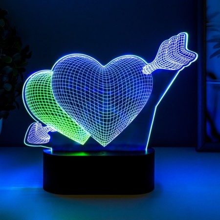 Sensor lamp "2 hearts" LED USB (90cm) from 3xa Black Black 18x5.5x18 cm-4