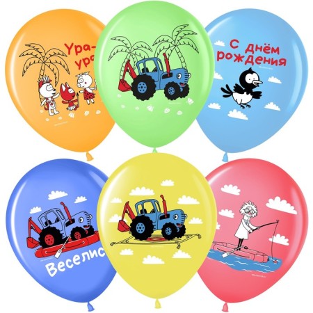 Shar Latex 12 ’’ “Blue Tractor”, pastel, 1-sided, set 25 pcs., Mix
