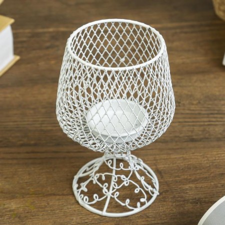 Climb metal 1 candle "glass" white 14.5x9.5x9.5 cm-2