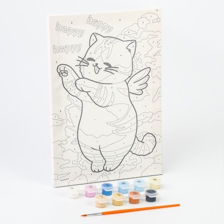 Picture on numbers for children on a canvas with a subframe "Happy cat", 20 x 30 cm-2