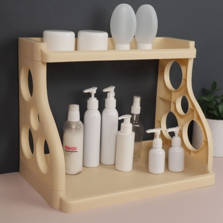 Organizer for storage, 2 sections, 39 × 24.5 × 30.5 cm, beige color-2