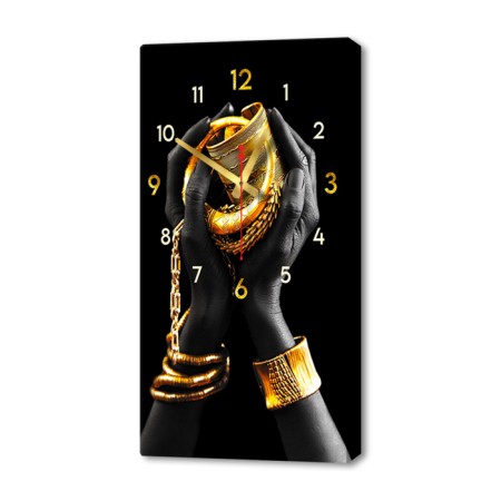 Carty clock, wall-mounted interior "black gold", silent, 35 x 60 cm