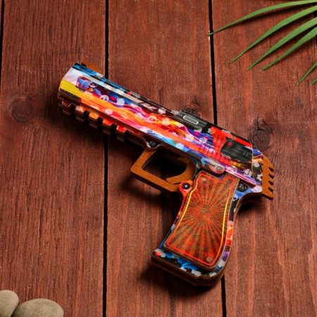 Wooden souvenir "Pistol-Razinokota" multi-colored-2