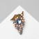 Brooch "Branch", blue-pink color in black gold