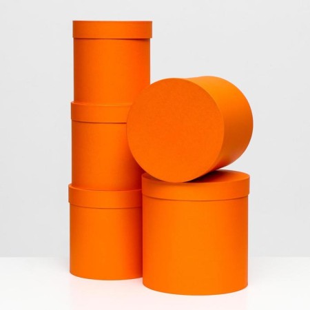 Set of round boxes 5 in 1 "paints", orange, 25 x 25 x 25 - 19 x 19 x 19 cm