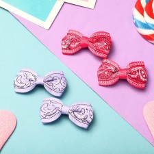 Зажим для волос "Бантик" узор, 4,5 см, сиреневый и розовый