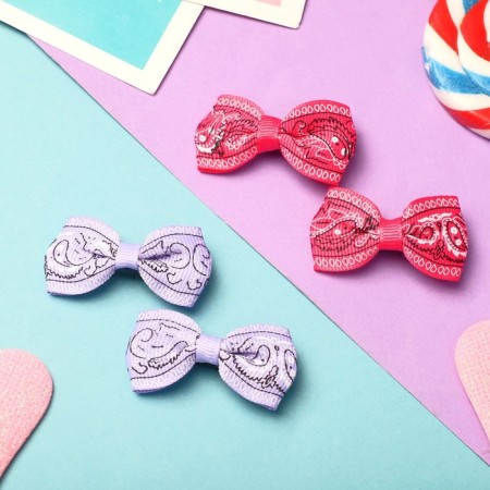 Hair clip "Bow" pattern, 4.5 cm, lilac and pink
