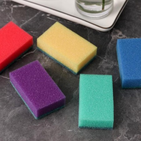 Household sponge with a cleaning layer of the share "Economy", 7.5 × 4.5 × 2.5 cm, 5 pcs-5